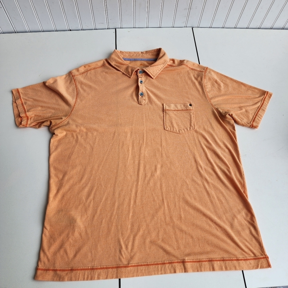 TOMMY BAHAMA ISLAND MODERN FIT COTTON POLY GOLF SHIRT Polo Orange Sz L